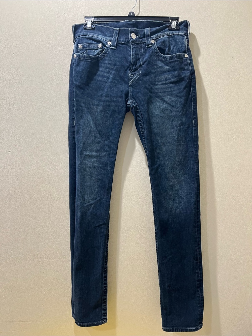 True Religion Dark Wash Rocco Relaxed Skinny Jeans 32x34